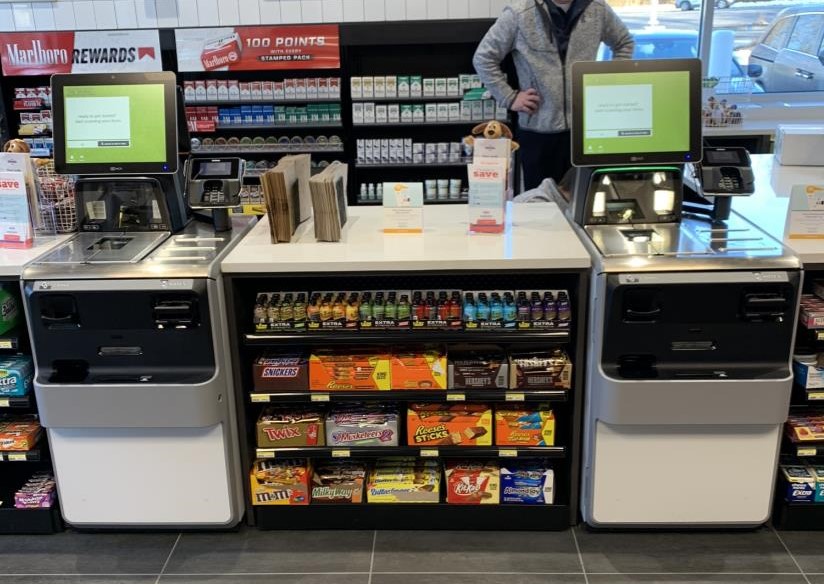 Point of purchase display self-checkout